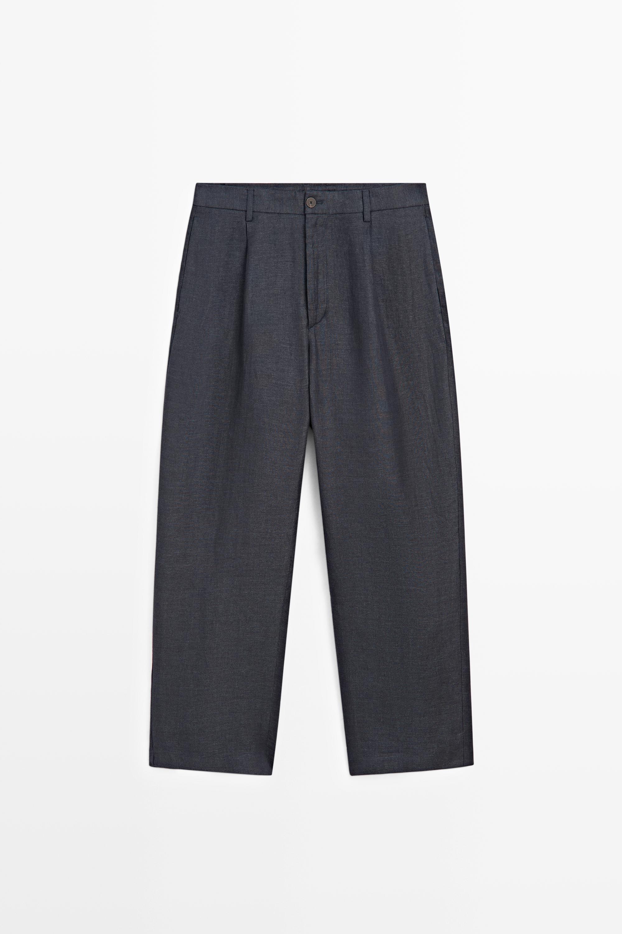 100% linen total look melange trousers